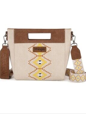 Wrangler Beige & Brown Embroidered Southwestern Crossbody New with tags